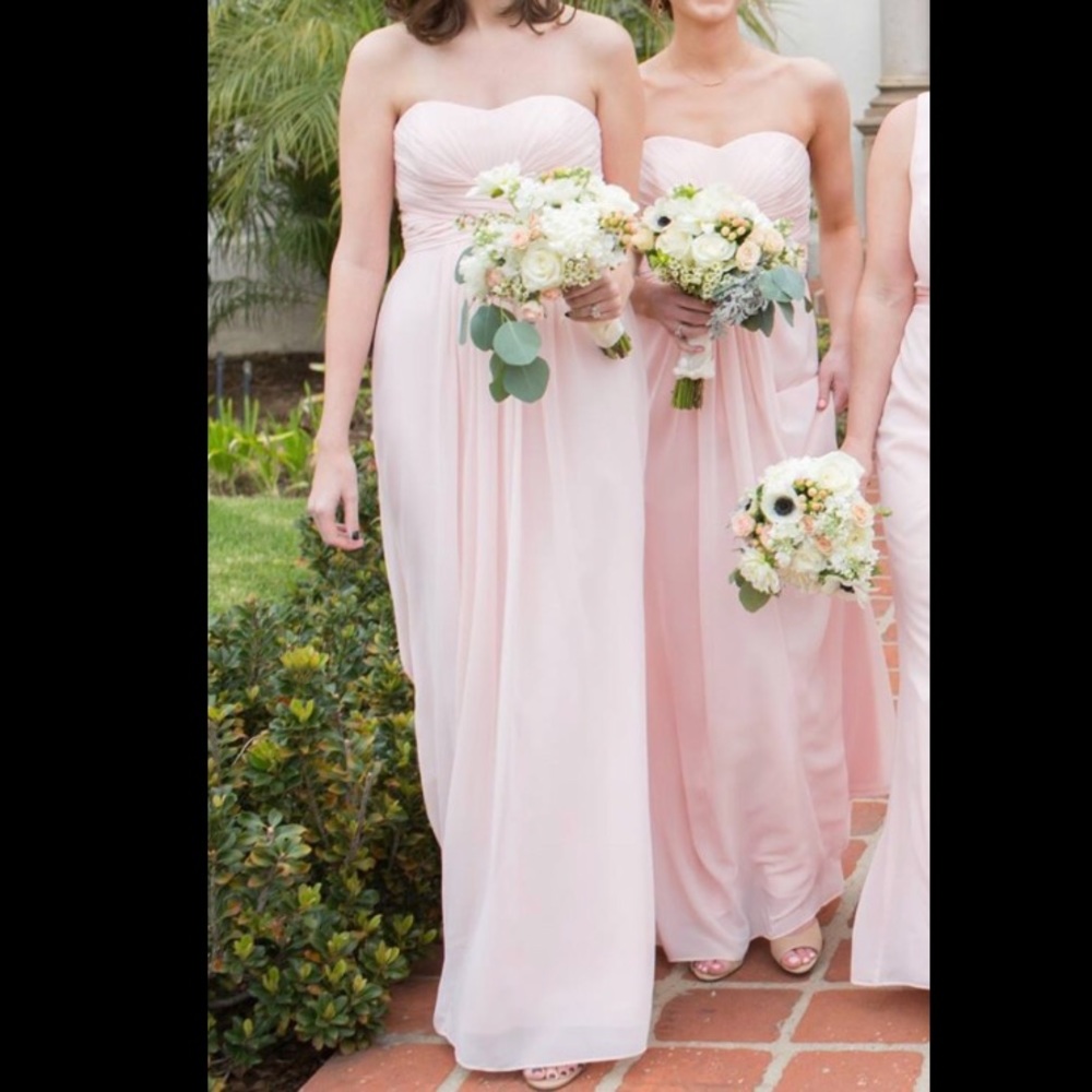 David’s Bridal Strapless Chiffon bridesmaid dress
